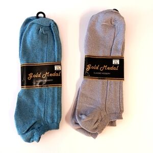VTG Gold Medal Ankle Socks Lot Cropped USA Size 10-13 Gray Blue Cotton Nylon 80s